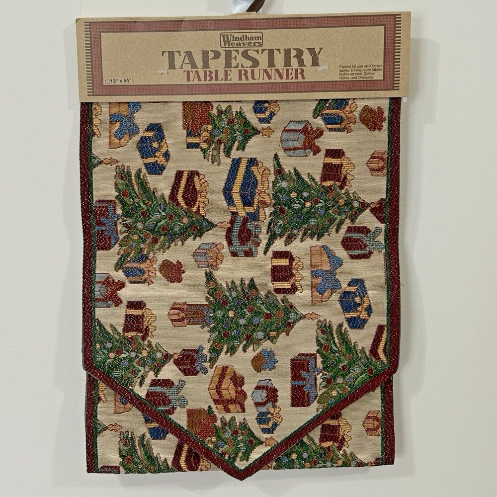 WINDHAM WEAVERS Christmas Table Runner 13x54 Metallic NEW Fabric Blend Lined